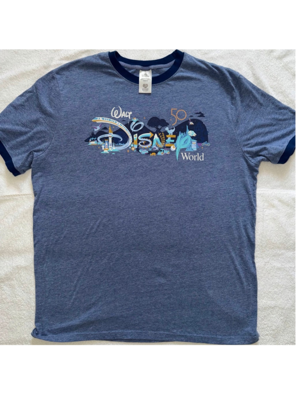 NWOT Adult XL Disney Parks Walt Disney World 50th Anniversary Ringer TShirt